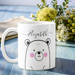 Cute modern black and white bear coffee mug