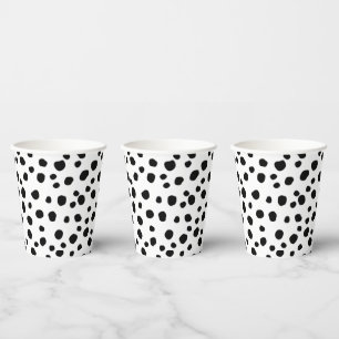 Cute Modern Black and White Dalmatian Spot Pattern Paper Cups