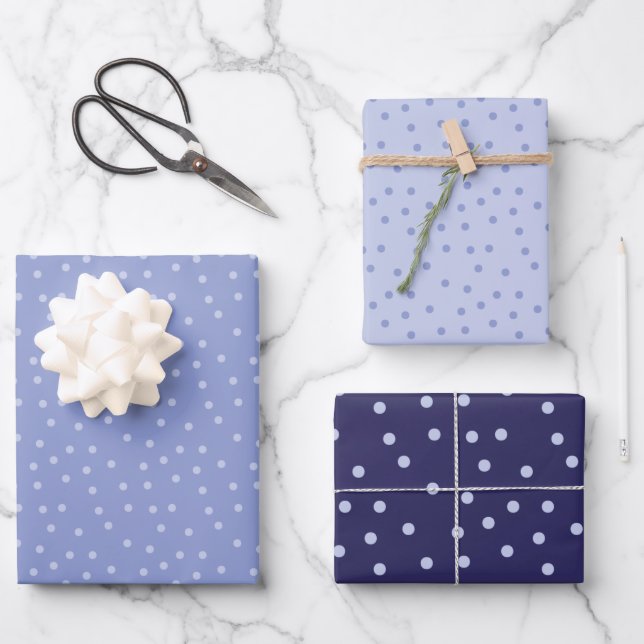 Cute Modern Blue Dots Pattern  Wrapping Paper Sheet (Front)