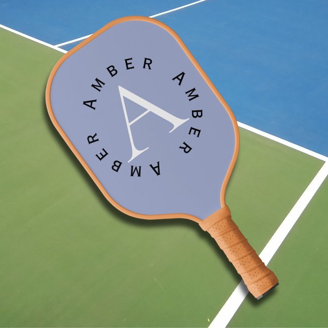 Cute Modern Blue Monogram Name + Initial Pickleball Paddle (Creator Uploaded)