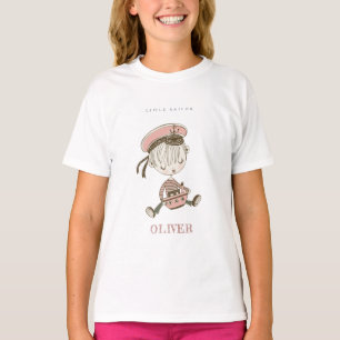 Cute Modern Blush Pink Girl Little Sailor Nautical T-Shirt