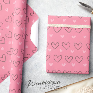 Cute Modern Blush Pink Love Hearts  Wrapping Paper