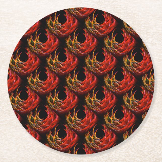 Cute Modern Boho Elegant Abstract Art Pattern #503 Round Paper Coaster (Front)