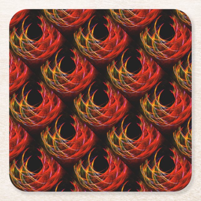Cute Modern Boho Elegant Abstract Art Pattern #503 Square Paper Coaster (Front)