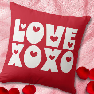 Cute Modern Bold Red Valentine's Day Love XOXO Cushion