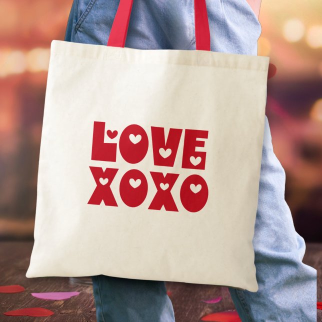 Cute Modern Bold Red Valentine's Love XOXO Tote Bag (Creator Uploaded)