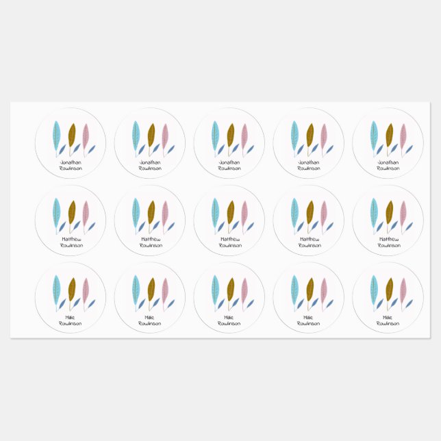 Cute modern boys' personalised leaves  (Sheet)