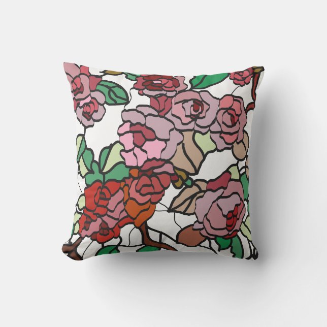Cute Modern Bright Red Flowers Cushion (Front)