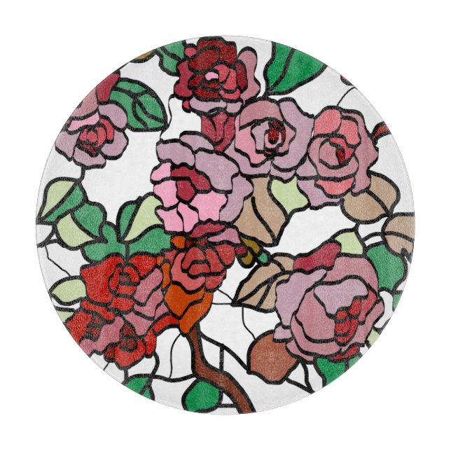 Cute Modern Bright Red Flowers Cutting Board (Front)