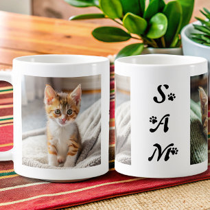 cute modern cat photo name  coffee mug