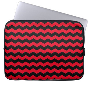 Cute Modern Chevron Zig Zag Black and Red Pattern Laptop Sleeve