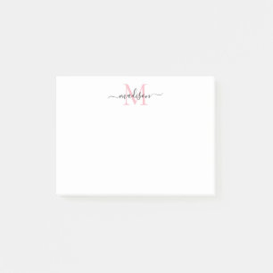 Cute Modern Chic Girly Script Monogram Blush Pink  Post-it Notes