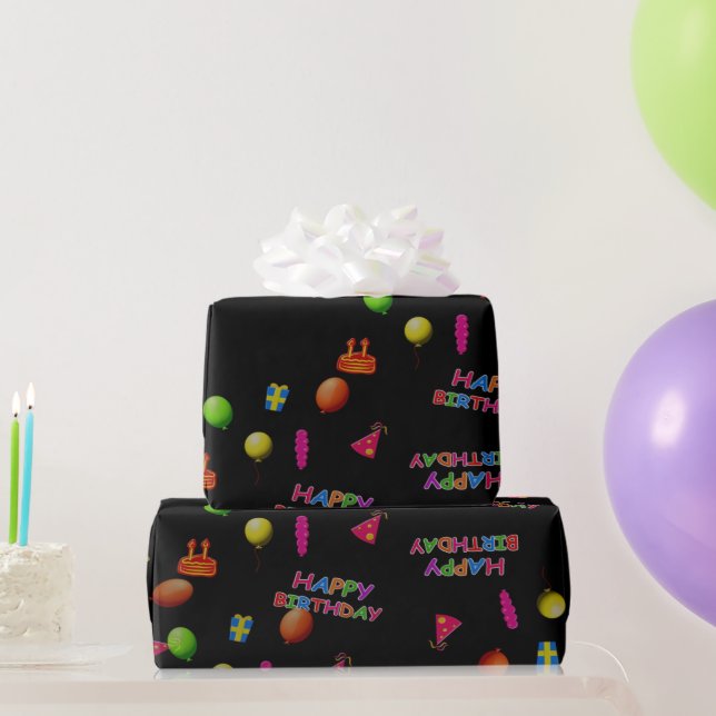Cute modern child zigzag Happy birthday party Wrapping Paper (Party Gifts)