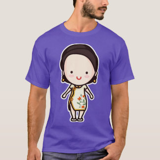 Cute Modern Chinese Woman toon Character T-Shirt