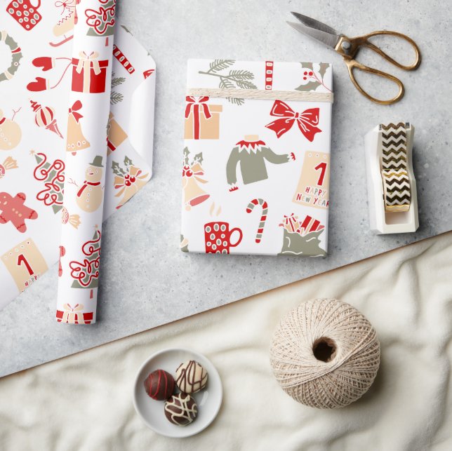 Cute Modern Christmas Pattern Wrapping Paper (Crafts)