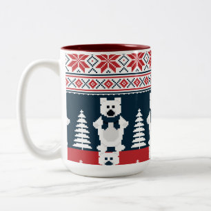 Cute & Modern Christmas Snowman Knitted  Two-Tone Coffee Mug