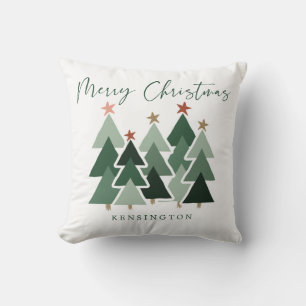 Cute Modern Christmas Trees Holiday Cushion