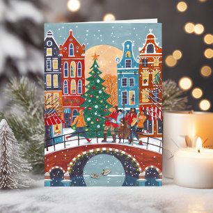 Cute modern City Amsterdam Christmas Card