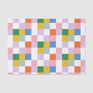 Cute Modern Colourful Big Chequered Pattern  Tissue Paper