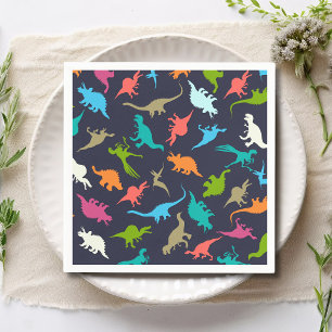 Cute Modern Colourful Fun Dinosaur Kids Party Napkin