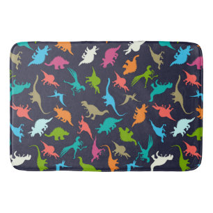 Cute Modern Colourful Fun Dinosaur Kids Pattern Bath Mat