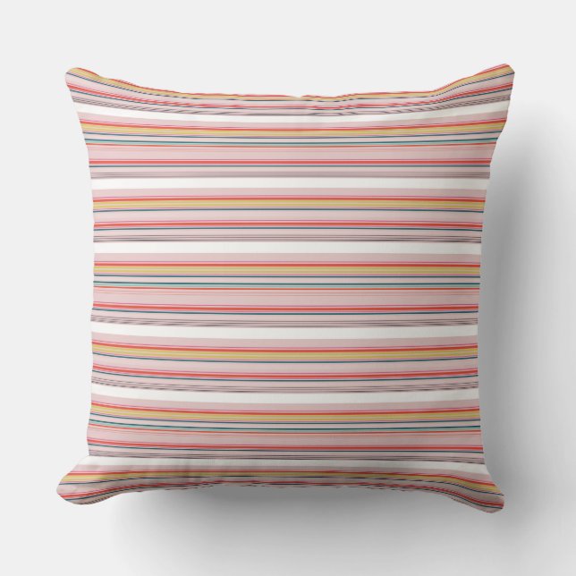 Cute modern colourful stripes cushion (Front)
