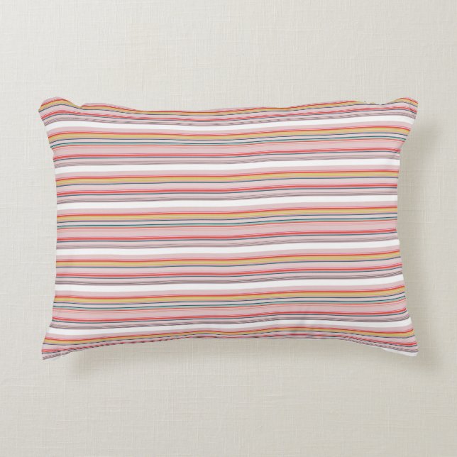 Cute modern colourful stripes decorative cushion (Front)