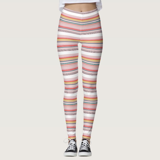 Cute modern colourful stripes leggings (Front)