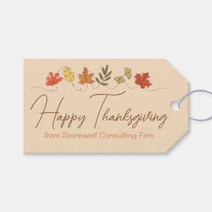 Cute Modern Company Happy Thanksgiving Leaves Gift Tags