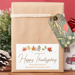 Cute Modern Company Happy Thanksgiving Leaves Rectangular Sticker