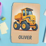 Cute Modern Construction Truck Personalised iPad Mini Cover<br><div class="desc">Personalised yellow cute modern construction truck boys ipad cover design</div>