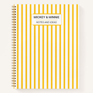 Cute Modern Custom Name Yellow Stripe Notebook