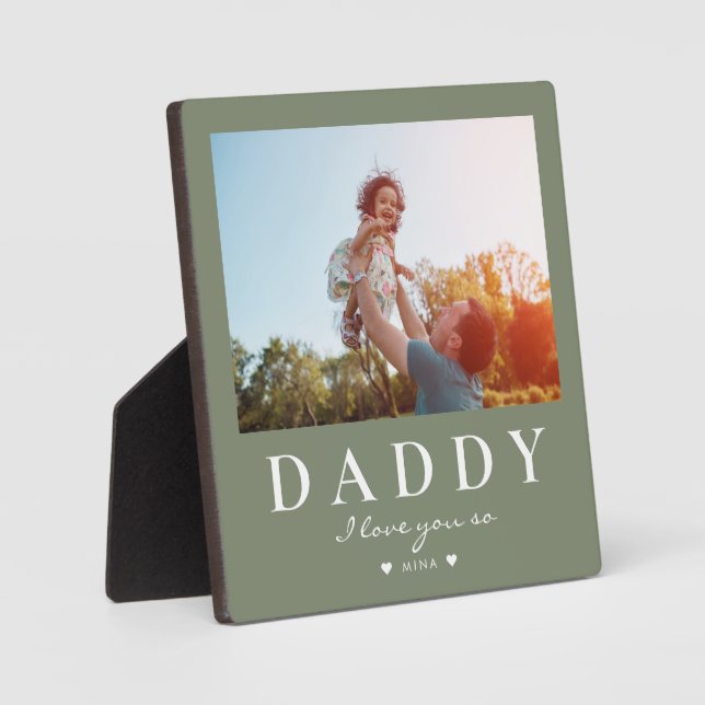 Cute Modern DADDY Father's Day Custom Text Photo Plaque (Front)