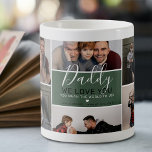 Cute Modern Daddy Photo Collage Gift Coffee Mug<br><div class="desc">Simply upload 10 of your most precious photos from your computer or phone to this modern, elegant coffee mug for fathers, featuring the text 'Daddy' in an elegant handwritten script followed by 'We love you' on a khaki green block background that can be changed to any colour. Personalise the message...</div>