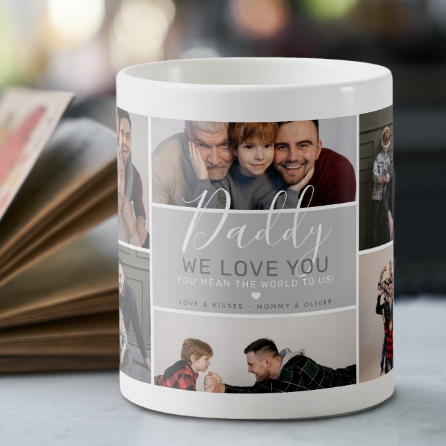 Cute Modern Daddy Photo Collage Gift Coffee Mug (Creator Uploaded)