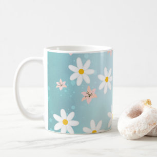 Cute Modern Daisy lily flower Rustic seamless  Coffee Mug