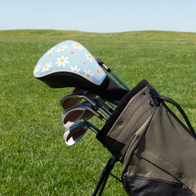 Cute Modern Daisy lily flower Rustic seamless  Golf Head Cover (In Situ)