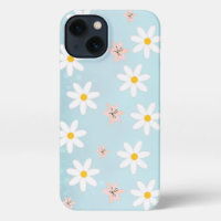 Cute Modern Daisy lily flower Rustic seamless 