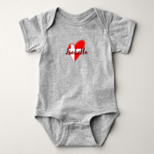 Cute Modern Denmark Flag heart danish custom name Baby Bodysuit