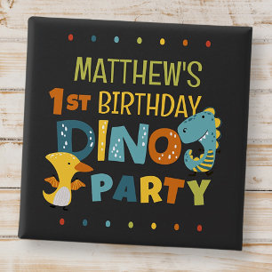 Cute Modern Dino Dinosaur Kid's Birthday Party 15 Cm Square Badge