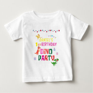 Cute Modern Dino Dinosaur Kid's Birthday Party Baby T-Shirt