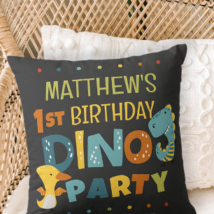 Cute Modern Dino Dinosaur Kid's Birthday Party Cushion