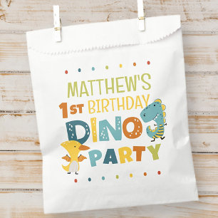 Cute Modern Dino Dinosaur Kid's Birthday Party Favour Bag
