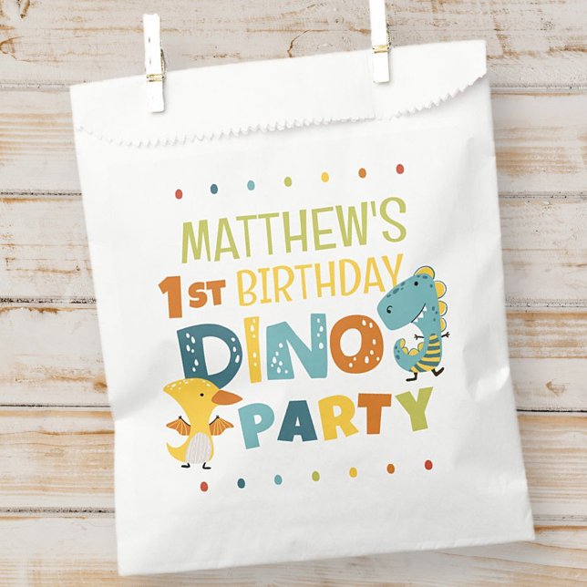 Cute Modern Dino Dinosaur Kid's Birthday Party Favour Bag (Creator Uploaded)