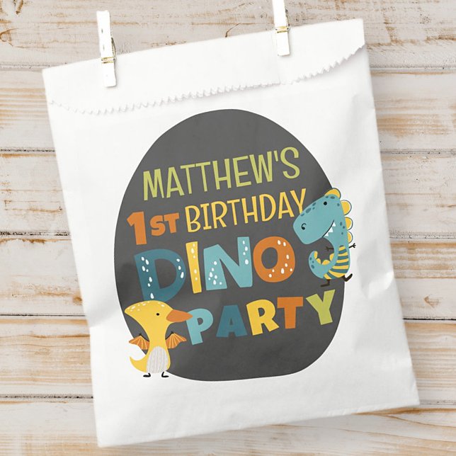 Cute Modern Dino Dinosaur Kid's Birthday Party Favour Bag (Creator Uploaded)