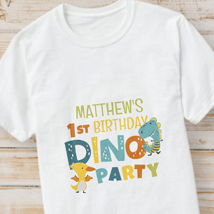 Cute Modern Dino Dinosaur Kid's Birthday Party T-Shirt