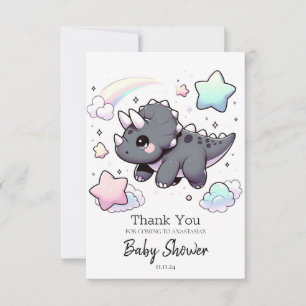 Cute Modern Dinosaur Baby Shower Thank You Card