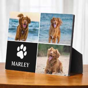 Cute Modern Dog Lover Paw 3 Photo Collage  Plaque