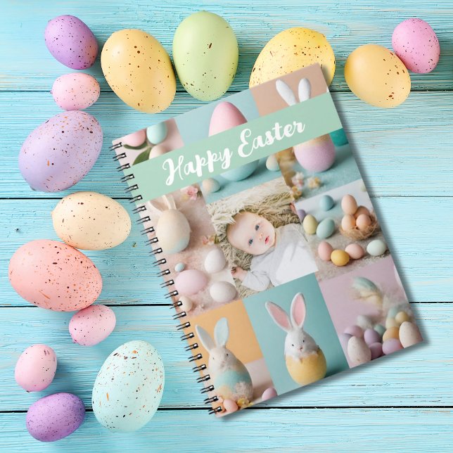 Cute Modern Easter collage Pastel scrapbook photo Notebook (easter theme notebook with personalised photo for kids)