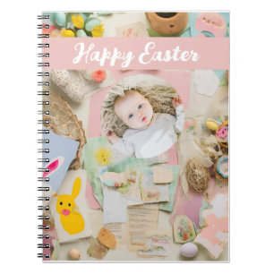 Cute Modern Easter collage scrapbook photo Notebook